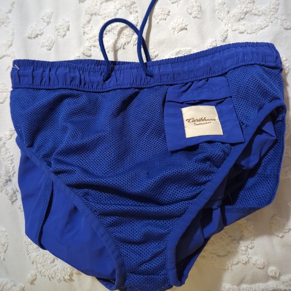 🩸🩸Men's Caribbean Swimwear  Woven Swim Shorts Blue Size Small EUC - Picture 6 of 10